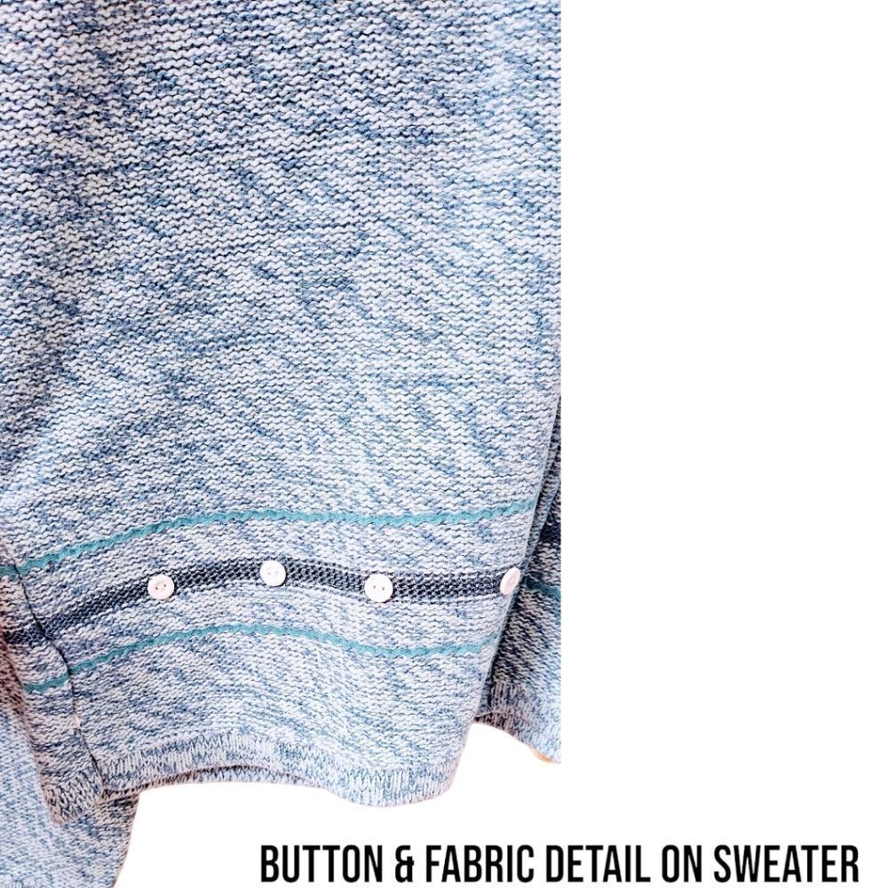 CHRISTOPHER & BANKS Warm longsleeveblue & white speckled zip-upโv- neck Sweater - Picture 9 of 16
